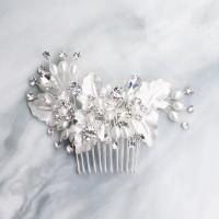 Bridal Decorative Hair Comb, Zinc Alloy, with Plastic Pearl, for woman & with rhinestone 