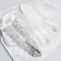 alliage de zinc accessoires de costume, avec ruban de satin & strass, bijoux de mode & pour femme, argent, 42.5cm, Vendu par PC