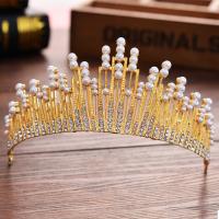 Bridal Tiaras, Zinc Alloy, with Plastic Pearl, plated, fashion jewelry & wedding gift & for woman & with rhinestone 