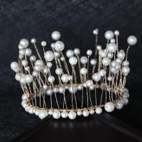 Bridal Tiaras, Iron, with Plastic Pearl & Brass, plated, fashion jewelry & wedding gift & for woman 