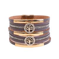 PU Leather Cord Bracelets, with Zinc Alloy, plated, fashion jewelry & for woman & with rhinestone 