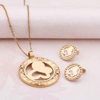 Fashion Stainless Steel Jewelry Sets, Stud Earring & necklace, plated, 2 pieces & for woman 18mm,40mm 