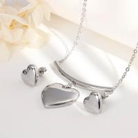 Fashion Stainless Steel Jewelry Sets, Stud Earring & necklace, plated, 2 pieces & for woman 13*12mm 