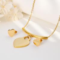 Fashion Stainless Steel Jewelry Sets, Stud Earring & necklace, plated, 2 pieces & for woman 13*11mm 