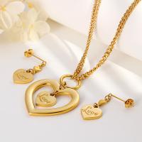 Fashion Stainless Steel Jewelry Sets, earring & necklace, plated, 2 pieces & for woman 14*12mm .1 Inch 