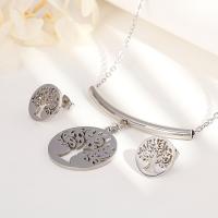 Fashion Stainless Steel Jewelry Sets, Stud Earring & necklace, plated, 2 pieces & for woman 15mm .7 Inch 