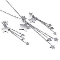 Fashion Stainless Steel Jewelry Sets, earring & necklace, plated, 2 pieces & for woman 65*14mm .6 Inch 