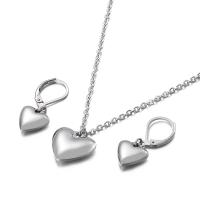 Fashion Stainless Steel Jewelry Sets, earring & necklace, plated, 2 pieces & for woman 11mm .6 Inch 
