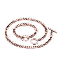 Fashion Stainless Steel Jewelry Sets, bracelet & necklace, plated, 2 pieces & for woman 200*7mm,450*7mm 