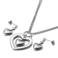 Fashion Stainless Steel Jewelry Sets, earring & necklace, plated, 2 pieces & for woman 15mm .1 Inch 