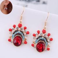 Zinc Alloy Rhinestone Drop Earring, with Glass, plated, for woman & with rhinestone, red, 40*20mm 