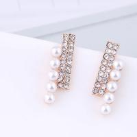 Plastic Pearl Zinc Alloy Earring, with Plastic Pearl, plated, for woman & with rhinestone 20*7mm 
