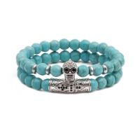 Zinc Alloy Turquoise Bracelets, with Zinc Alloy, plated, 2 pieces & fashion jewelry & Unisex .4 Inch 