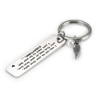 Stainless Steel Key Chain, with Plastic Pearl, plated, Unisex, silver color, 12*50mm 