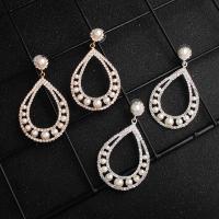 Pendientes para Novia, Perlas plásticas, para mujer & con diamantes de imitación, más colores para la opción, 3.5x6.3CM, Vendido por Par
