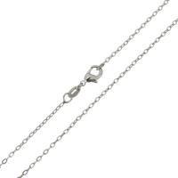 Латунь цепи ожерелье, Высокое качество и никогда не выцветает & Мужская & Овальный цепь, серебряный длина:Приблизительно 18 дюймовый, продается Strand