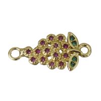 Cubic Zirconia Micro Pave Brass Connector, Grape, gold color plated, micro pave cubic zirconia & 1/1 loop Approx 1.5mm 