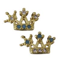 Brass Jewelry Finding, Crown, gold color plated & micro pave cubic zirconia 