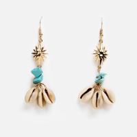 Zinc Alloy Drop Earring, with turquoise & Shell, plated, fashion jewelry & ocean design & for woman 