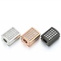 Cubic Zirconia Micro Pave Brass Beads, Rectangle, plated, micro pave cubic zirconia Approx 2.3mm 