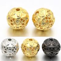Cubic Zirconia Micro Pave Brass Beads, Round, plated, micro pave cubic zirconia & hollow Approx 1.8mm 