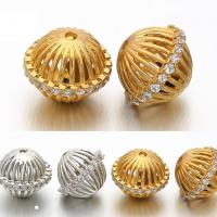 Cubic Zirconia Micro Pave Brass Beads, plated, micro pave cubic zirconia & hollow Approx 1mm 