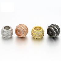 Perles grand trou en laiton, Placage, pavé de micro zircon, plus de couleurs à choisir Environ 5.5mm Vendu par sac