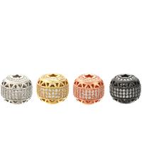 Cubic Zirconia Micro Pave Brass Beads, plated, micro pave cubic zirconia & hollow Approx 2.5mm 