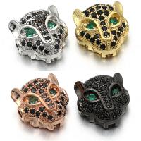 Tierische Messing Perlen, Leopard, plattiert, Micro pave Zirkonia, keine, 11x11mm, Bohrung:ca. 1.5mm, 5PCs/Tasche, verkauft von Tasche