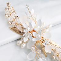 Bridal Hair Clip, Zinc Alloy, with brass wire, for woman & with rhinestone, golden 