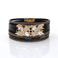 PU Leather Cord Bracelets, with Crystal & Zinc Alloy, plated, fashion jewelry & for woman 35mm Approx 9.44 Inch 
