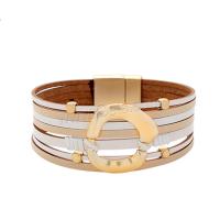 PU Leather Cord Bracelets, with Zinc Alloy, plated, fashion jewelry & for woman 25mm Approx 7.67 Inch 