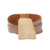 PU Leather Cord Bracelets, with Zinc Alloy, plated, fashion jewelry & for woman 35mm Approx 8.26 Inch 