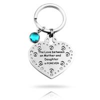 Stainless Steel Key Chain, plated, Unisex & with rhinestone, silver color, 35*36mm 