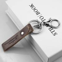 PU Leather Key Chain, Stainless Steel, with PU Leather, plated, Unisex 142*15mm 