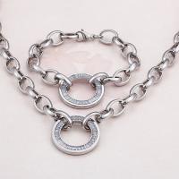 Fashion Stainless Steel Jewelry Sets, bracelet & necklace, plated, 2 pieces & for woman 200*11mm,450*11mm 