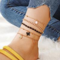 Zinc Alloy Anklet, plated, 5 pieces & fashion jewelry & for woman & enamel, golden 