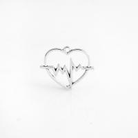Zinc Alloy Heart Pendants, plated, DIY, silver color, 30*25mm 