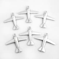 Vehicle Shaped Zinc Alloy Pendants, Airplane, plated, DIY, silver color, 52*46mm 