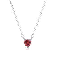 Cubic Zirconia Sterling Silver Necklace, 925 Sterling Silver, with 50mm extender chain, Heart, for woman & with cubic zirconia, silver color Approx 15.7 Inch 