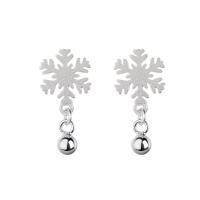 Sterling Silver Drop Earring, 925 Sterling Silver, Snowflake, silver color plated, with plastic earnut & fashion jewelry & for woman, 8mmuff0c3mm 