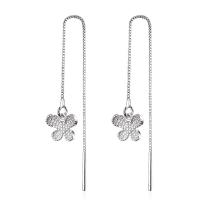 Sterling Silver Thread Through Earrings, 925 Sterling Silver, Butterfly, fashion jewelry & for woman, silver color 0c90mm 