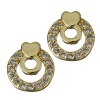 Brass Jewelry Finding, gold color plated, micro pave cubic zirconia 