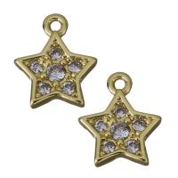 Brass Star Pendants, laiton, étoile, Placage de couleur d'or, pavé de micro zircon Environ 1mm, Vendu par PC