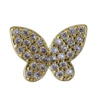 Cubic Zirconia Micro Pave Brass Connector, Butterfly, gold color plated, micro pave cubic zirconia & 1/1 loop Approx 1mm 