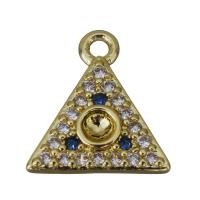 Cubic Zirconia Micro Pave Brass Pendant, Triangle, gold color plated, micro pave cubic zirconia 2.5mm Approx 2.5mm 