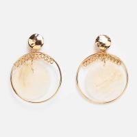 Zinc Alloy Drop Earring, Round, synthetic, with zinc alloy earnut & for woman 