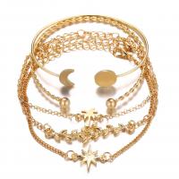Zinc Alloy Bracelet Set, bracelet, Moon and Star, plated, 5 pieces & Unisex, golden 