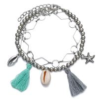 Zinc Alloy Anklet, with 60 extender chain, Tassel, synthetic, Double Layer & Unisex & adjustable mm 