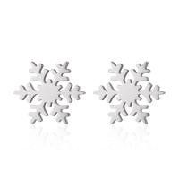 Stainless Steel Stud Earring, Snowflake, plated, Korean style & for woman 
